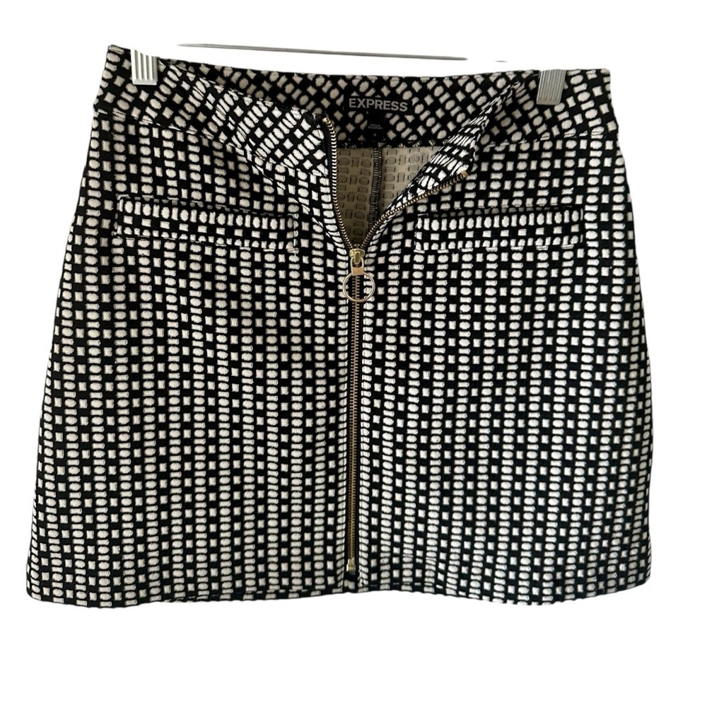 Express Monochrome Geometric Mini Skirt Black & White Size 4